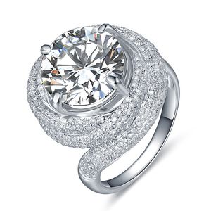 ingrosso white gold halo diamond engagement ring-Incredibile Halo Style Carat sintetico gioielli con diamanti donne anelli di fidanzamento Sterling Silver Ring placcato oro bianco
