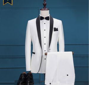 ingrosso immagine del vestito da sposo-Colore Bianco pezzi Pant cappotto abiti da uomo di nozze Immagini Sposo Dress Vestito per Maschio L