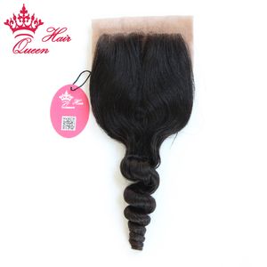 Queen Hair Products Silk Base Closure Loose Wave Virgin Human Hair brazilian wavy