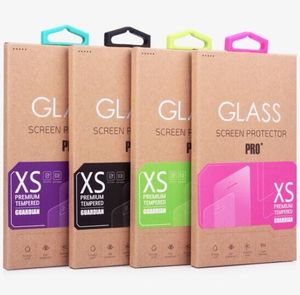 Wholesale color tempered glass resale online - Kraft paper Box Color Label hook For Tempered Glass Screen Protector Retail Box Package packaging boxes for iphone S Plus Samsung S7 Edge