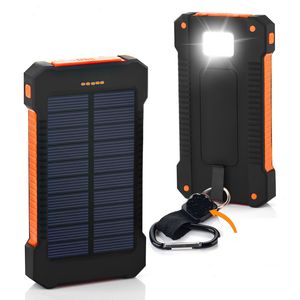 su geçirmez güneş pil şarj cihazı toptan satış-Güneş Enerjisi Bankası mAh evrensel pil şarj cihazı ile LED el feneri ve açık kamp için pusula su geçirmez