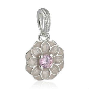 encantos de flores pandora al por mayor-Blooming Dahlia Beads Charms Flower S925 Sterling Silver Fits para Pandora Bracelets NBP H9