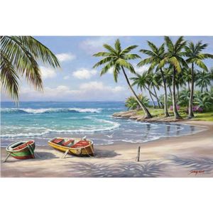 Handmade Sung Kim paintings Tropical Bay modern art seascapes oil on canvas for living room decor