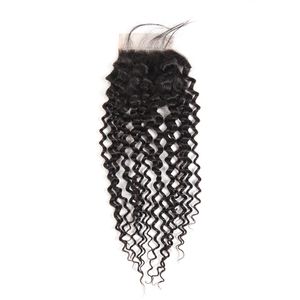 Peruvian Virgin Hair Jerry Curly Lace Top Closure Middle part Natural Color Can be Dyed Lace closure