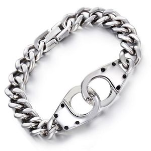 22CM mm Trendy Men s Fashion Jewelry Unique Double Circle Design Gold Silver Stainless Steel Bracelets Male Link Chain Bangle