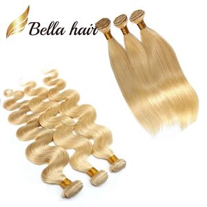 3pcs mycket a honung blondin mänskligt hår väv naturlig rak blondin buntar brasilianska hårförlängningar kroppsvåg bella hår buntar