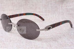 pfau-bein großhandel-Neue Runde Mode Retro Comfort Diamant Sonnenbrille T8100903 Natürliche Pfau Farbe Spiegel Bein Sonnenbrille Beste Qualität Eyewear Größe
