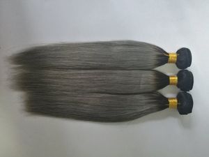 Bästsäljande brasilianska mänskliga hår vävar grå buntar obehandlad ombre färg brazillian peruansk indian malaysiska raka hårförlängningar