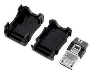 erkek fiş soketi toptan satış-Bilgisayar Kabloları Konnektörler Mikro USB Pin T Portu Erkek Tak Soket Konnektör Plastik Kapak