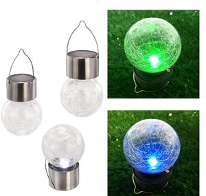 太陽電動色の色の変化屋外のLEDの照明ボールクラッキュールガラスLEDライトハングガーデン芝生ランプヤード飾りランプ