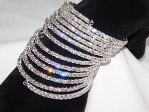 2017 Bangles Rows Spiral Party Silver Gold Plated Rhinestone Bangle Upper Arm Bracelet Cuff Wedding Bridal Jewelry Accessories for Women