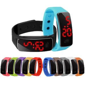silikonbanduhr digital großhandel-Student Design Gummi LED Silikon Armband Uhren Bunte Mode Frauen Herren Sport Touch Digitale Uhr mit Süßigkeiten Band Armbänder
