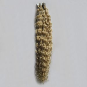conjuntos de extensão de cabelo humano de fita remy venda por atacado-613 fita de cabelo virgem loira em extensões de cabelo humano kinky encaracolado g set pele de trama de pele cabelo humano remy sem costura