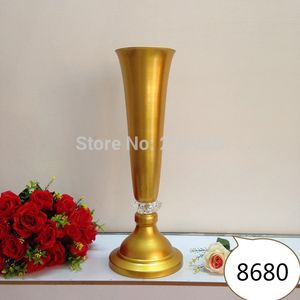 Wholesale silver vases for wedding centerpieces resale online - New arrival Express Crystal Gold Silver Trumpet Wedding centerpieces Vase