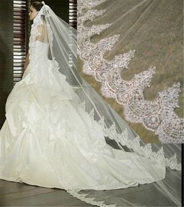 Wholesale ivory veils for sale - Group buy New Arrival One Layer Lace Edge Long Wedding Veil Meters White Ivory Bridal Veil with Comb Bridal Accessories