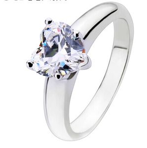 1CT hjärtform utan Mount Sona Diamond Ring Engagement Smycken för kvinnor Sterling Silver K Vitguld Finish