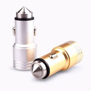 Wholesale car travel safety for sale - Group buy 5V A A Metal Safety Hammer Bullet travel charger Dual USB Ports Car adapter For Samsung Galaxy S6 S7 For iPhone