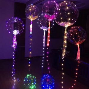 na het in helium van inch Lichtgevende LED ballon Kleurrijke transparante ronde bubble bruiloft ballonnen verlichting meer kleuren