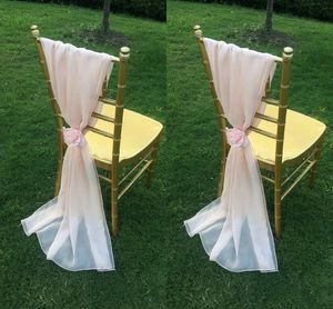 New Design High Quality Material D Chiffon Long Chair Covers Back Sash Wedding Supplies