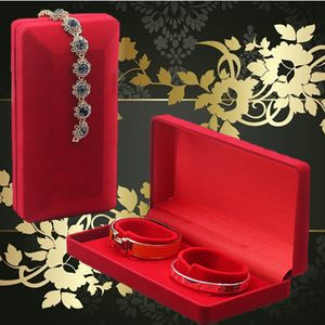 Christmas Gift Packaging Organizer Red Velvet Couple Bracelet Holder Display Jewelry Box Large CM