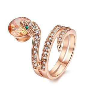 золотые алмазные кластерные кольца оптовых-Высочайшее качество Змея показать бисер кольцо розовое золото цвета австрийские кристаллы полные размеры оптом