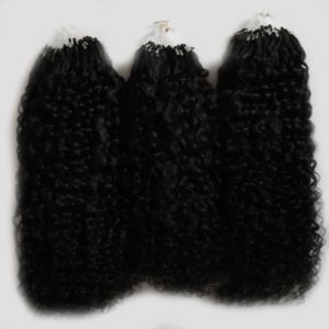 Mongolski Kinky Curly Hair Micro Ring Hair Extension g Kolor Naturalny Human Hair Extensions Micro Loop g