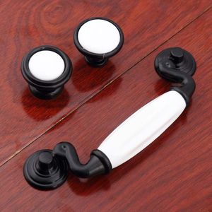 Wholesale ceramic cabinet knobs for sale - Group buy 4 quot white black modern simple furniture handles ceramic drawer cabinet knobs pulls mm dresser drop rings pull