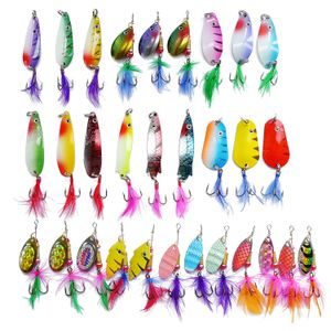 30pcs Assorted Bright Color Spinner Super New Fishing Lure Rotation Squins Set Pike Salmon Bass T10 on Sale