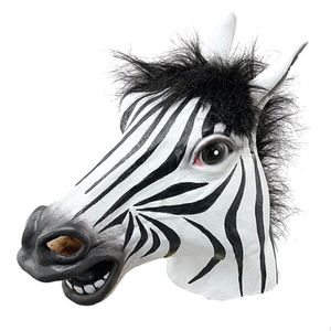 Wholesale horse head face for sale - Group buy Fun Halloween Mask Realistic Latex Horse Head Interesting Party Masquerade Masks Silicone Face Zebra Mask