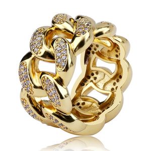 ingrosso uomo anelli ghiacciato fuori-Mens Hip Hop Anello gioielli Gold Catena cubana Catena Iced Out Fashion Silver anelli