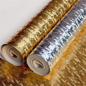 Golden Silvery Mosaic Wallpaper Ktv Bar Home Decoration Suspended Ceiling Gold Foil Wall Sticker Non Self Adhered Pure Color jr bb