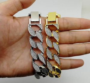 2018 Men s Cuban Chain Bracelet Tops Quality Pop Club Accessories Ice Out Hip Hop Bracelets K Gold Plating Bangle Zircon Chains