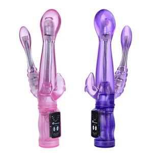 bükülebilir oyuncaklar toptan satış-Çok Hızlı Bükülebilir Çift Vibratörler Su Geçirmez G Spot Anal Klitoris Stimülatörü Tavşan Vibratör Yetişkin Seks Oyuncakları Kadın Için