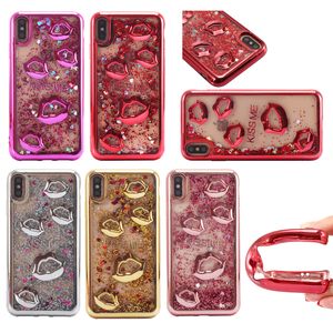 Wholesale kiss case for iphone resale online - 3D Lips Kiss Me Liquid Quicksand Soft TPU Case For iPhone XS Max XR X Samung S7 S8 S9 Plus S10 S10E A7 J2 Prime J5 Pro J7