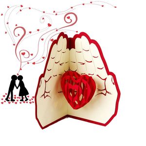 Nieuwste liefde in de hand 3D pop-up wenskaart Valentijnsdag verjaardag verjaardag kerst bruiloft kaarten briefkaart geschenken WX9-266