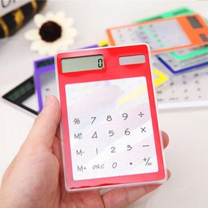 Solkalkylator Creative Stationery Cute Mini Hand Held Ultra Thin Portable Calculators Solar Power Transparent Pekskärm
