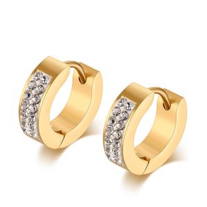 ingrosso girl hoops.-Piccoli orecchini del cerchio per le donne Euro US Fashion Style Orecchini in cristallo in acciaio inox Gold Colory Jewelry