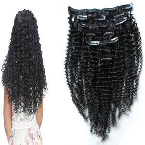 Klipp i Curly Full Head Products Clip In Hair Extensions Curly Real Natural One Piece For Human