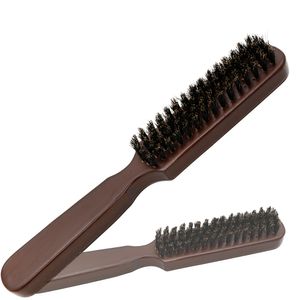 Wood Slim Handle Beard Brush Custom Mens Shaving Mustache Comb In Boar Bristle Hair Teasing Brush For Hairdressing
