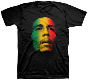 bob marley camisas homens venda por atacado-Homens de algodão Vestuário Masculino Slim Fit Camiseta Bob Marley face Rasta Tri color do Adulto Homens Preto T shirt
