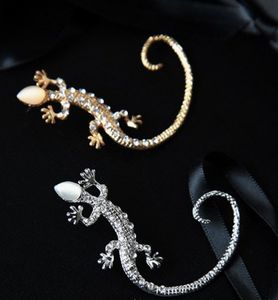 Wholesale lizards earring resale online - 2016 Fashion Retro Gold Silver Lizards Ear Cuff Earrings Super Cute Crystal Clip On Earrings For Women Accessories ER461