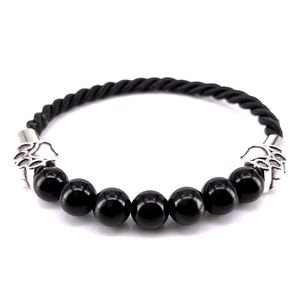 Custom Made Size Color Rope Bracelets Obsidian Beads Bracelet Dog Paw Charm Bangle for Men Women Jewelry Lovers B18089