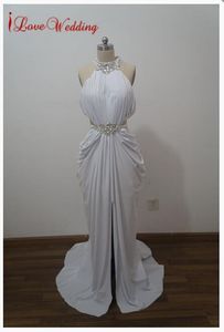 Wholesale white evening gowns for sale for sale - Group buy Hot Sale Trumpet Mermaid High Neck Evening Dress Beaded Rhinestone White Prom Dresses Sexy Long Women Evening Gowns Real Sample