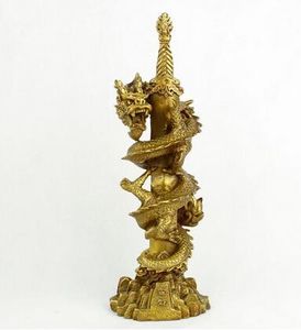 handwerk schwert großhandel-Kupfer Drache ein zweischneidiges Schwert Dekoration Brisk Business gedeihen Chinesischer Drache Geomantie Klassische Statue Handwerk Figur