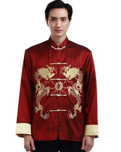 ingrosso colletto tradizionale cinese-Shanghai manica lunga storia cinese tradizionale abbigliamento Double Dragon ricamo giacca Tang Suit collo alla coreana