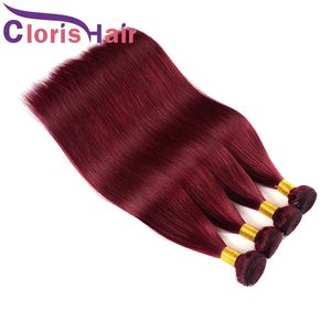 Wholesale burgundy straight human hair resale online - Colored Burgundy Hair Extensions Raw Virgin Indian Straight Human Hair Bundles Cheap Unprocessed J Wine Red Straight India Hair Weave