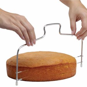 Ny dubbel linje justerbar rostfritt stål metall tårta cutter verktyg tårta slicer enhet dekorera mögel bakeware kök bakning bakverk verktyg