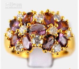 Natural 2ct Amethyst Diamond 14K Solid Y  Gold Ring