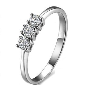 3 steingold-verlobungsring großhandel-Kurze CT Steine Synthetische Diamant Eheringe Für Frauen Feinen Silber Ring Gold Überzogene Braut Engagement Fingerring