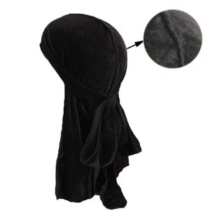 kadın korsan şapkaları toptan satış-Müslüman Erkek Kadın Bandana Türban Şapka Peruk kadife doo Durags headwrap kemo kap Biker Şapkalar Kafa Korsan Saç Aksesuarları